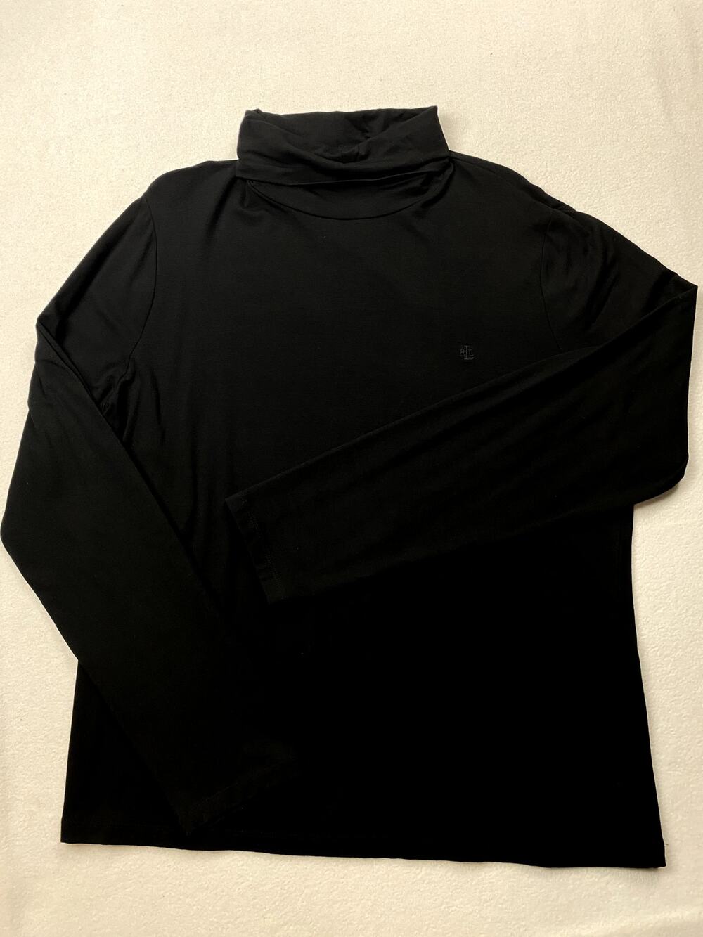 Vintage Lauren Ralph Lauren XL Turtleneck Top Stretch Black Long Sleeve Shirt